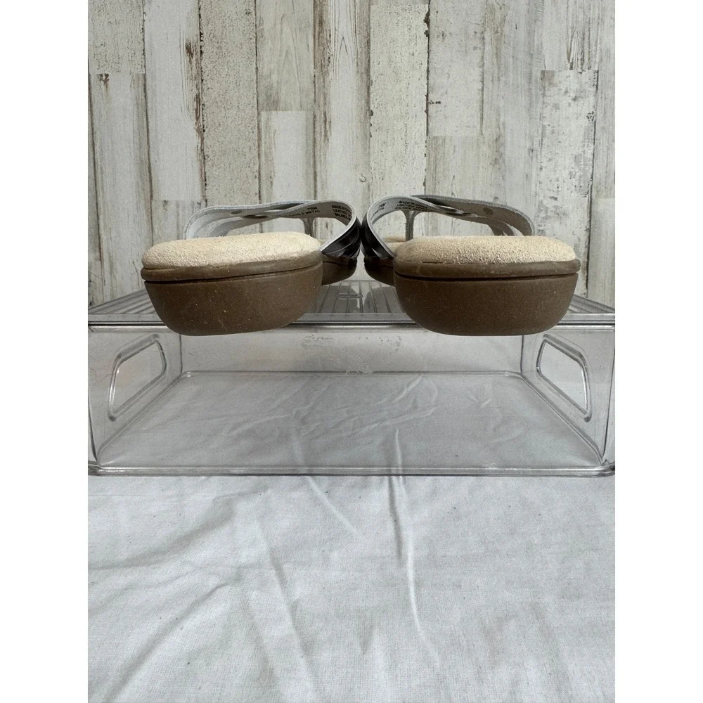 G.H. Bass Sunjuns Sandals Womens 7.5 Silver Leather Strappy Summer Beach Comfort